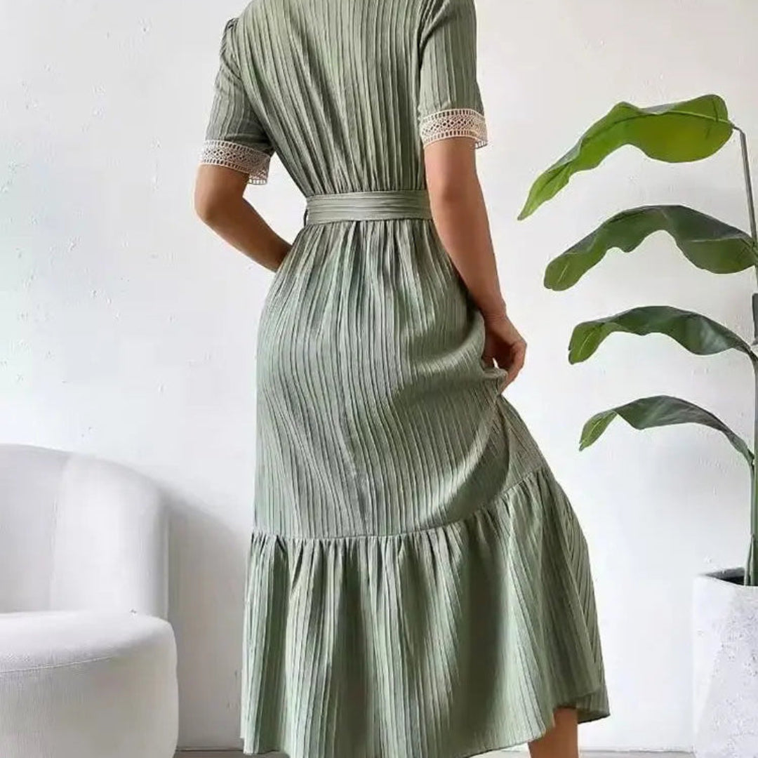 Ruffle Hem V-neck Dress