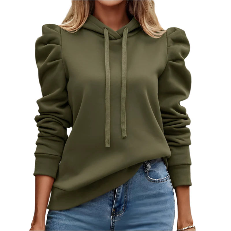 Oversized Ruffled Shoulder Hoodie