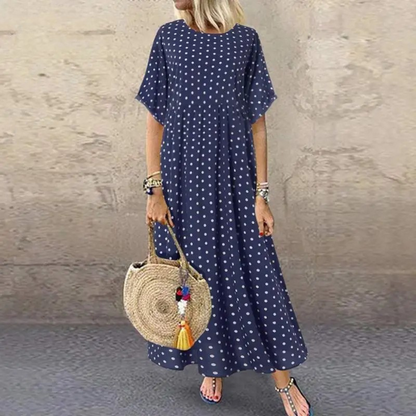 Half Sleeve Pleat Maxi Dress