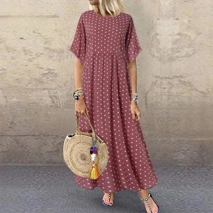 Half Sleeve Pleat Maxi Dress