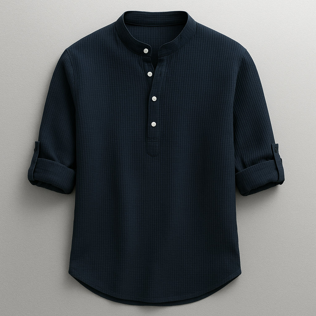 Split Neck Loop Sleeve Shirt