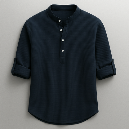 Split Neck Loop Sleeve Shirt