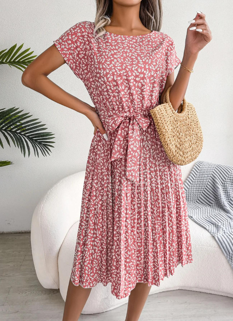 Pleated Mid Length Dress