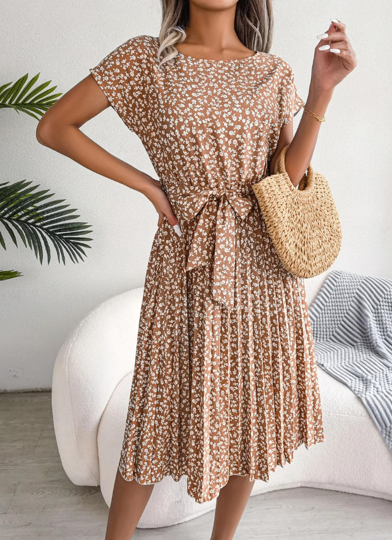 Pleated Mid Length Dress