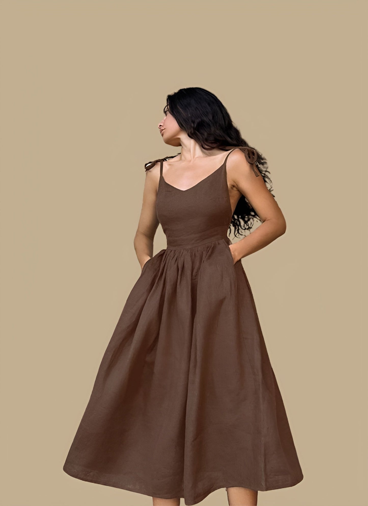 Backless Linen Dress