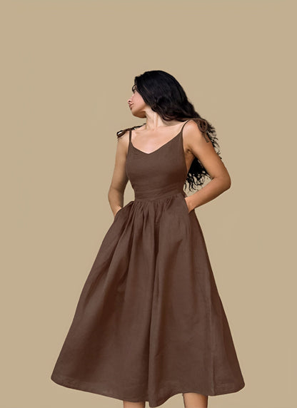 Backless Linen Dress