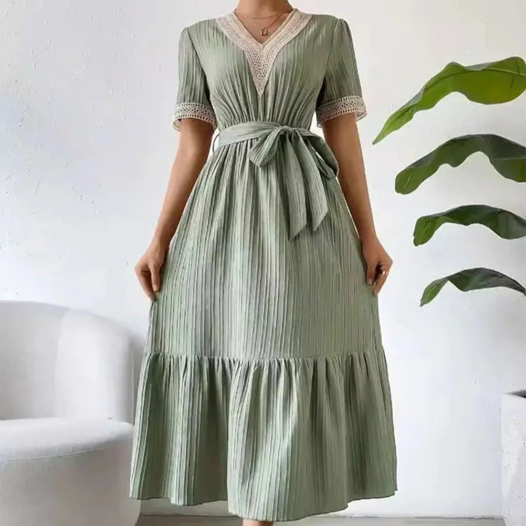 Ruffle Hem V-neck Dress