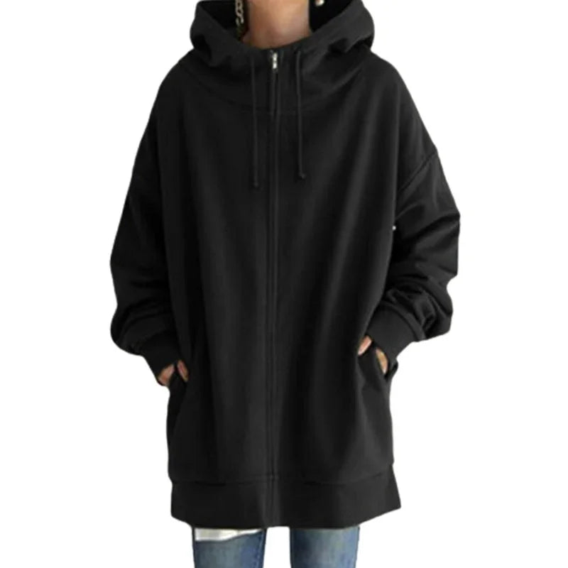 Extra Long Plush Zipper Hoodie