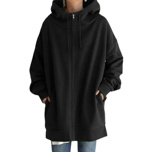 Extra Long Plush Zipper Hoodie