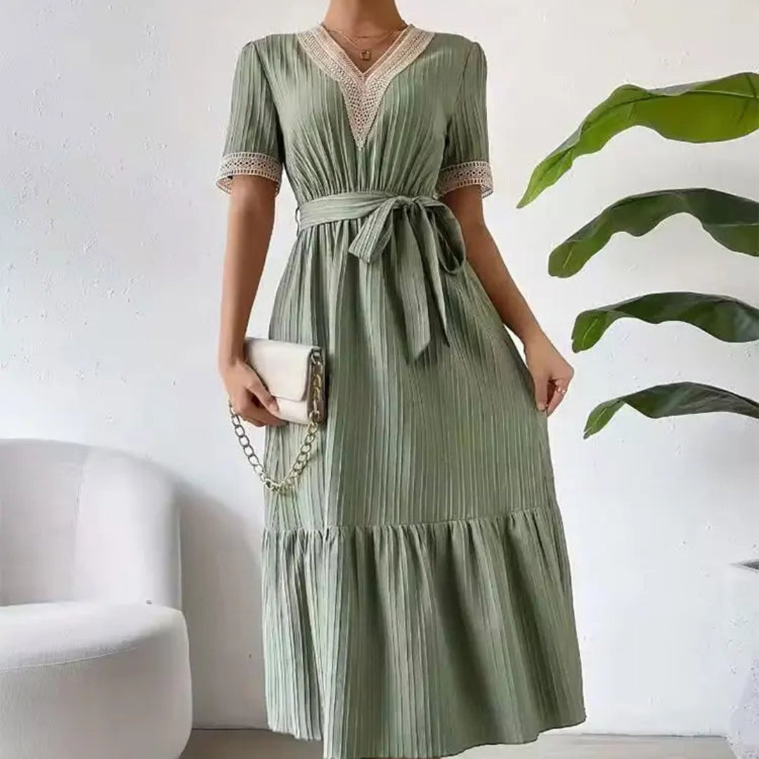 Ruffle Hem V-neck Dress