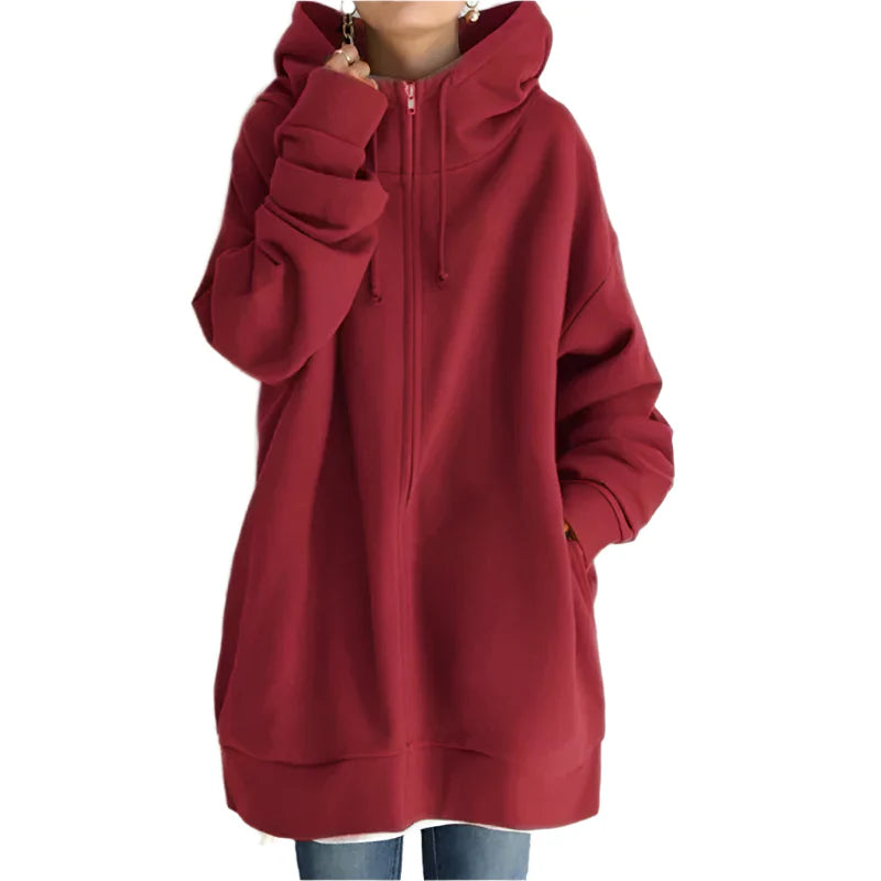 Extra Long Plush Zipper Hoodie