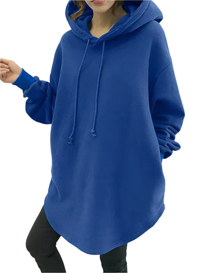 Relaxed Fit Extra Long Drawstring Hoodie