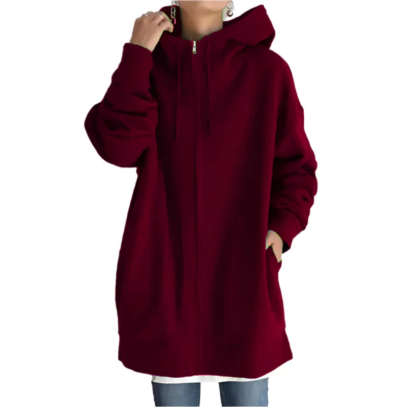 Extra Long Plush Zipper Hoodie