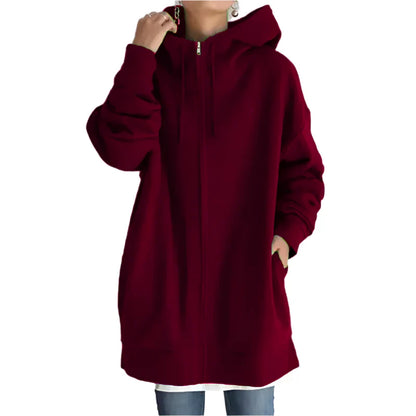 Extra Long Plush Zipper Hoodie