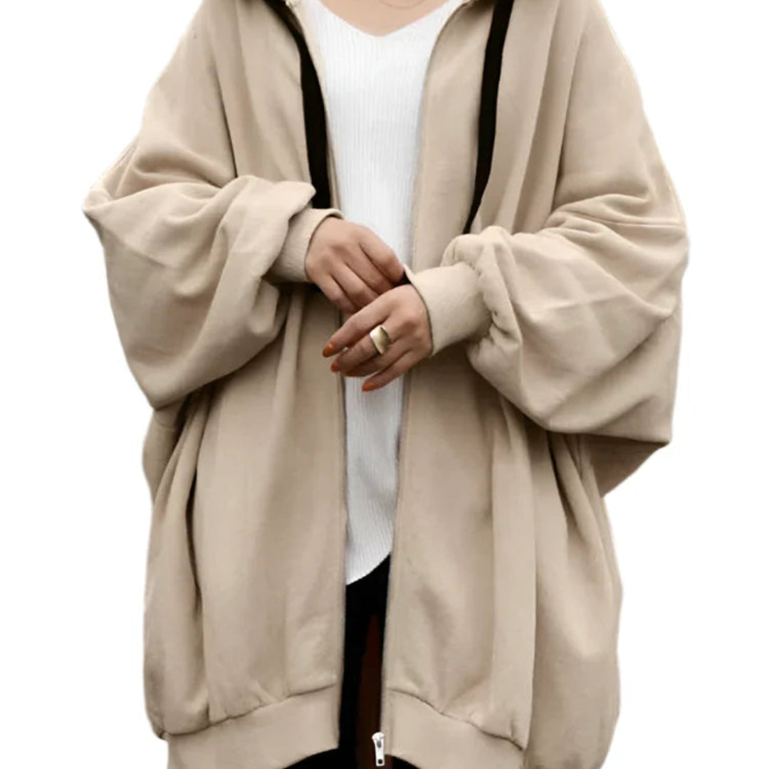 Oversized Zipper Fleece Hoodie