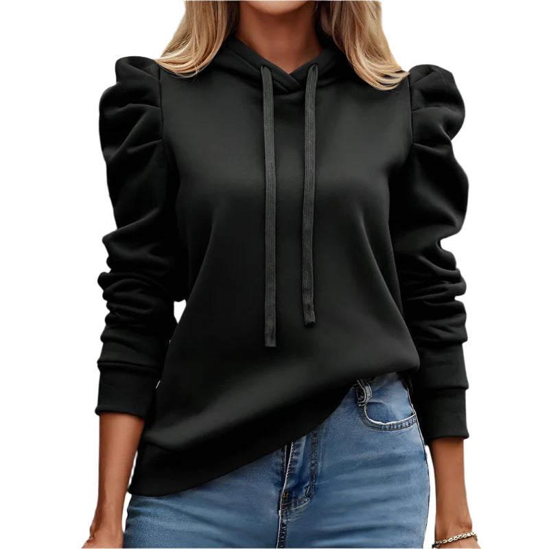 Oversized Ruffled Shoulder Hoodie