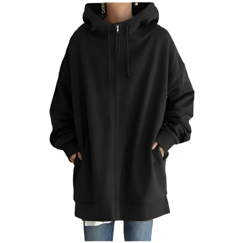 Extra Long Plush Zipper Hoodie
