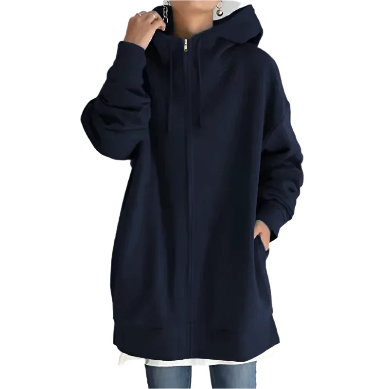 Extra Long Plush Zipper Hoodie