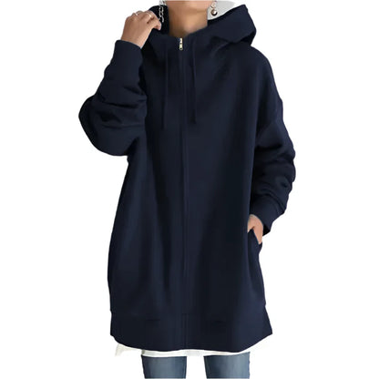 Extra Long Plush Zipper Hoodie