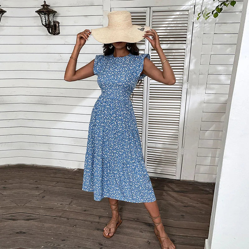 Sleeveless High Waist Long Dress