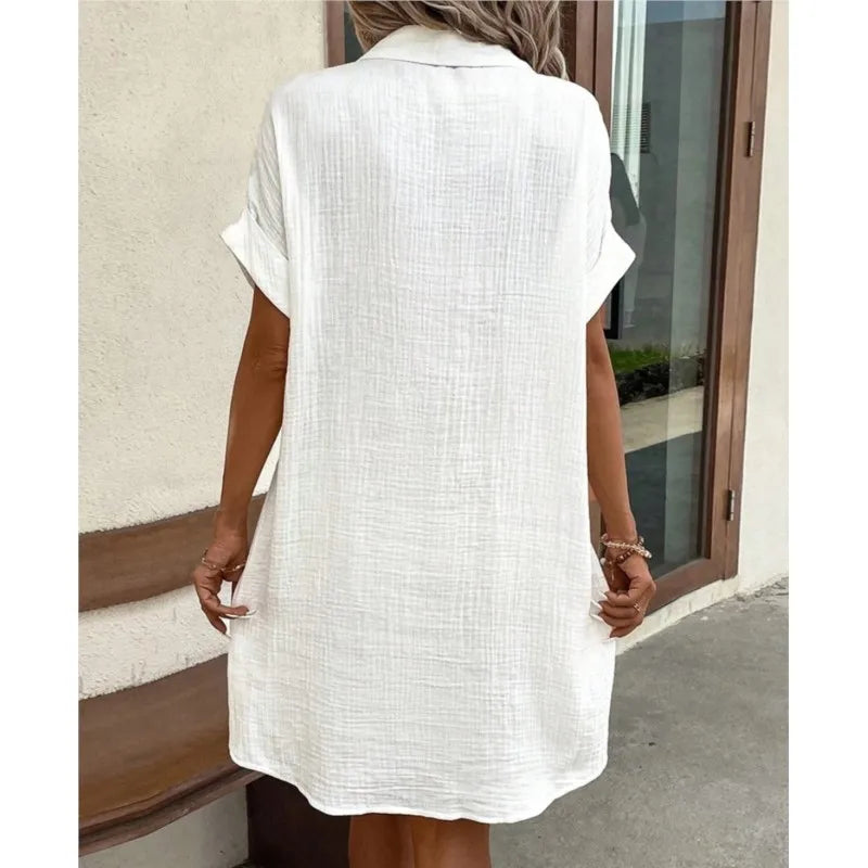 Button Pocket Short Sleeve Dress