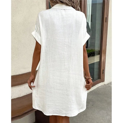 Button Pocket Short Sleeve Dress