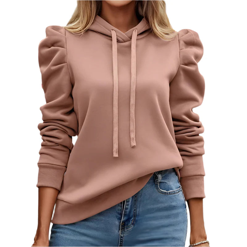 Oversized Ruffled Shoulder Hoodie