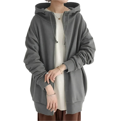 Extra Long Plush Zipper Hoodie