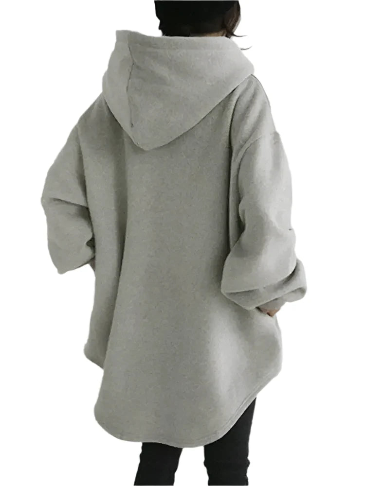 Relaxed Fit Extra Long Drawstring Hoodie