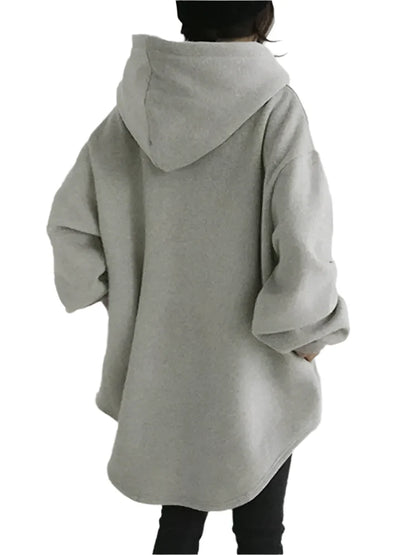 Relaxed Fit Extra Long Drawstring Hoodie