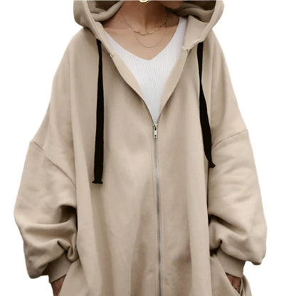 Oversized Zipper Fleece Hoodie
