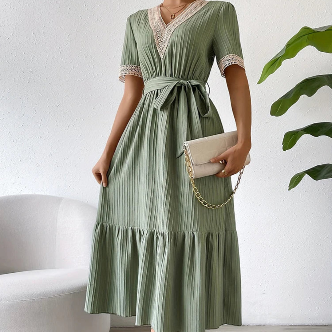 Ruffle Hem V-neck Dress