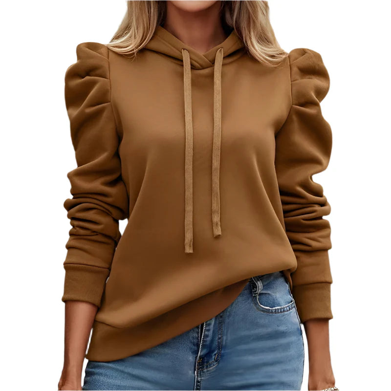 Oversized Ruffled Shoulder Hoodie