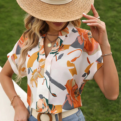 Poppy Short Sleeved V Neck Blouse
