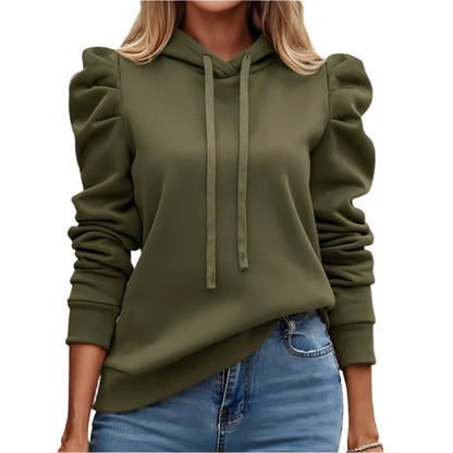 Oversized Ruffled Shoulder Hoodie