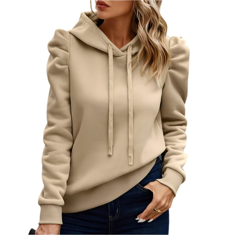Oversized Ruffled Shoulder Hoodie