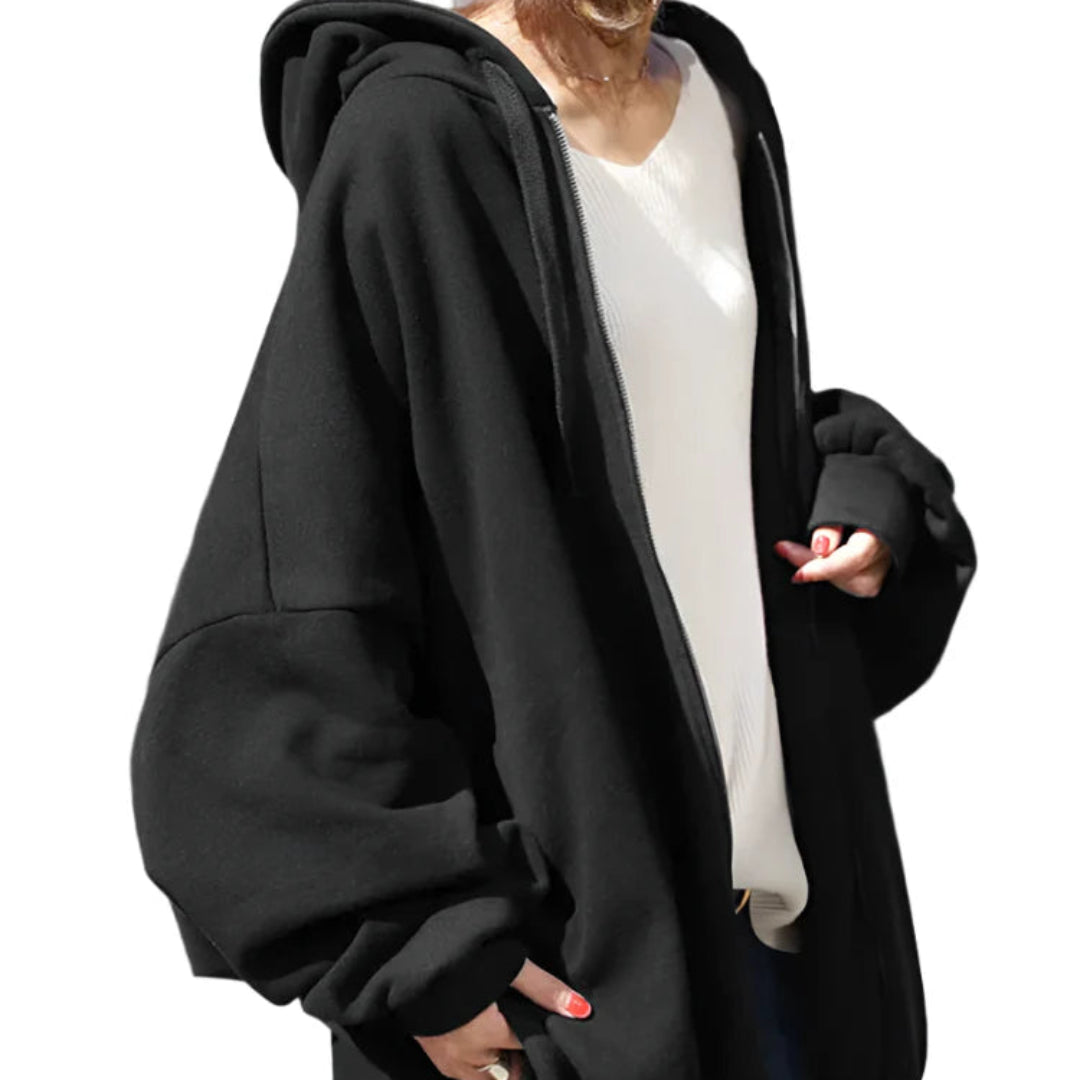 Oversized Zipper Fleece Hoodie