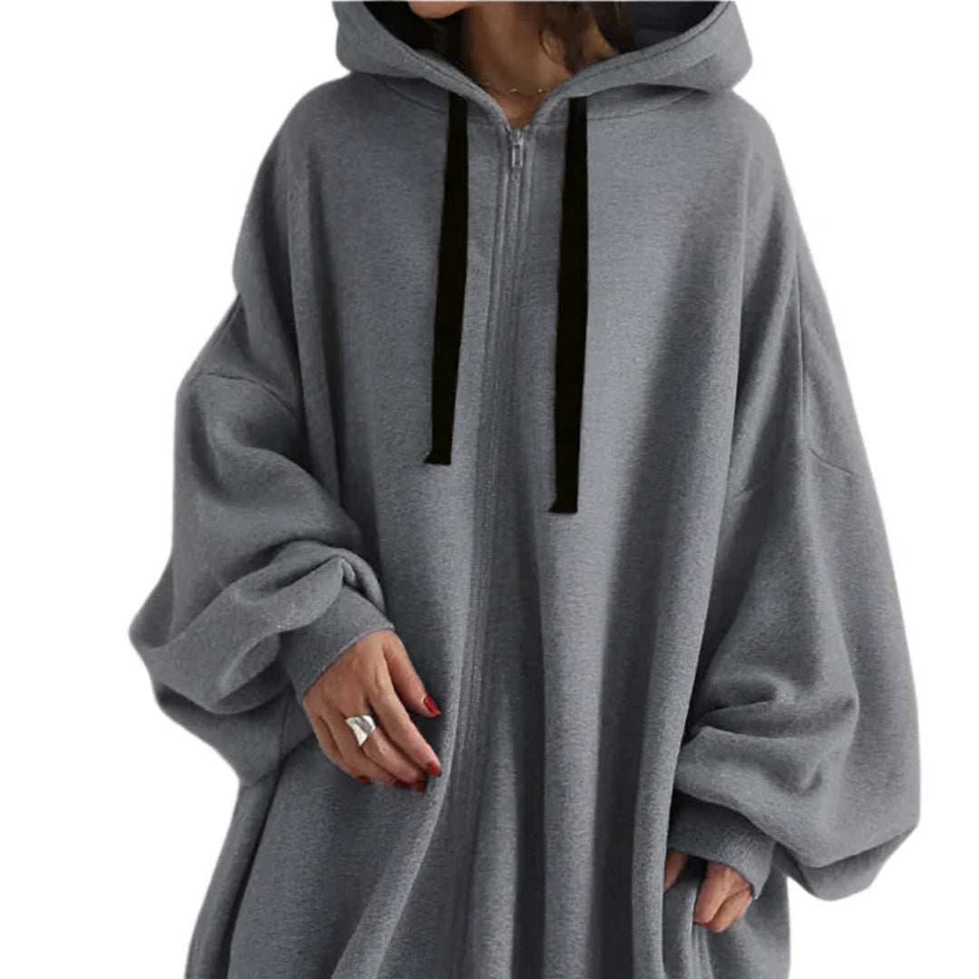 Oversized Zipper Fleece Hoodie