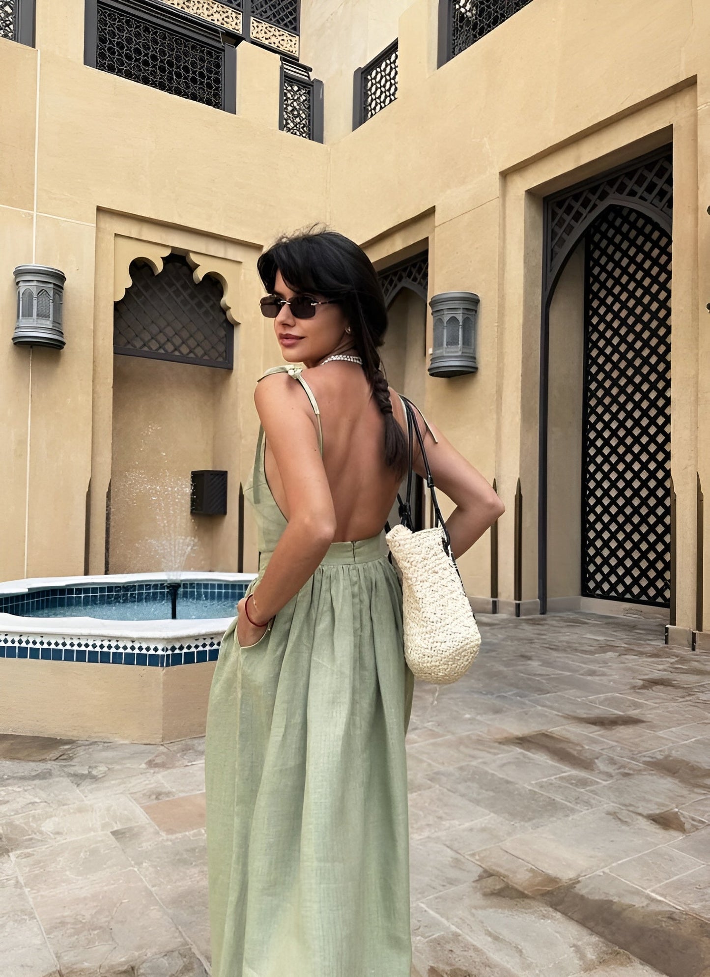 Backless Linen Dress
