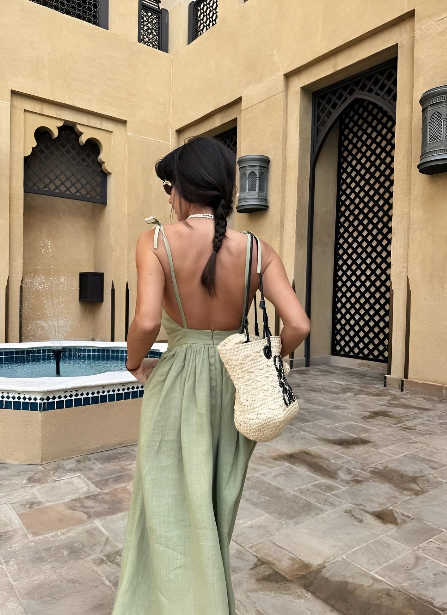 Backless Linen Dress