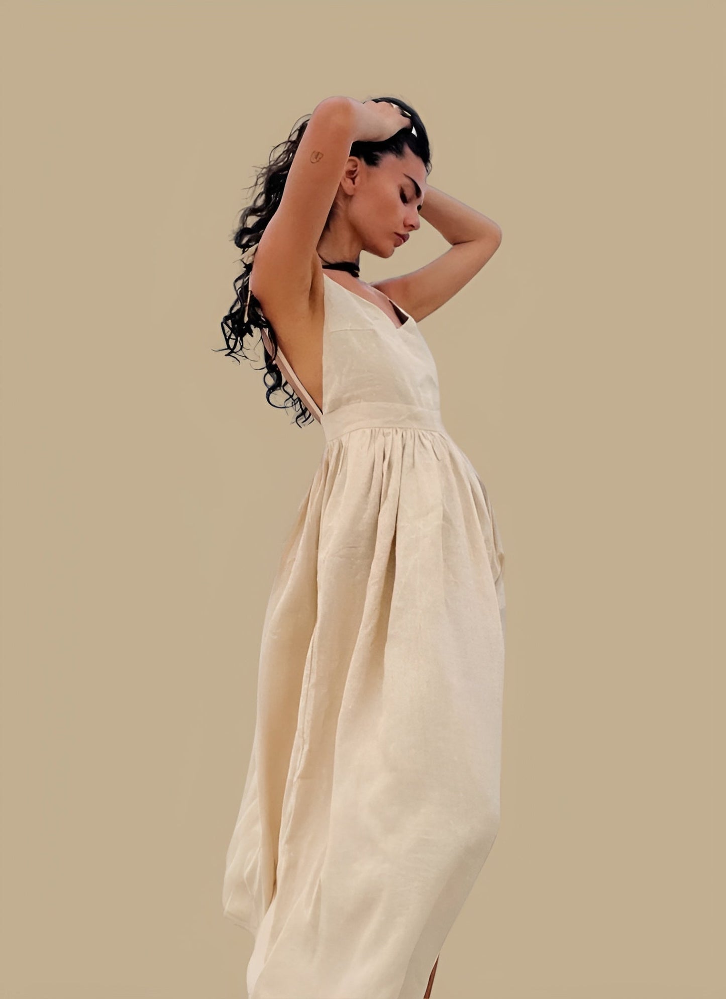 Backless Linen Dress